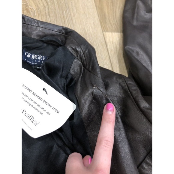 Giorgio Armani Brown Jacket Blazer Woman’s 40 Lamb Leather Italy R1 - Picture 5 of 9